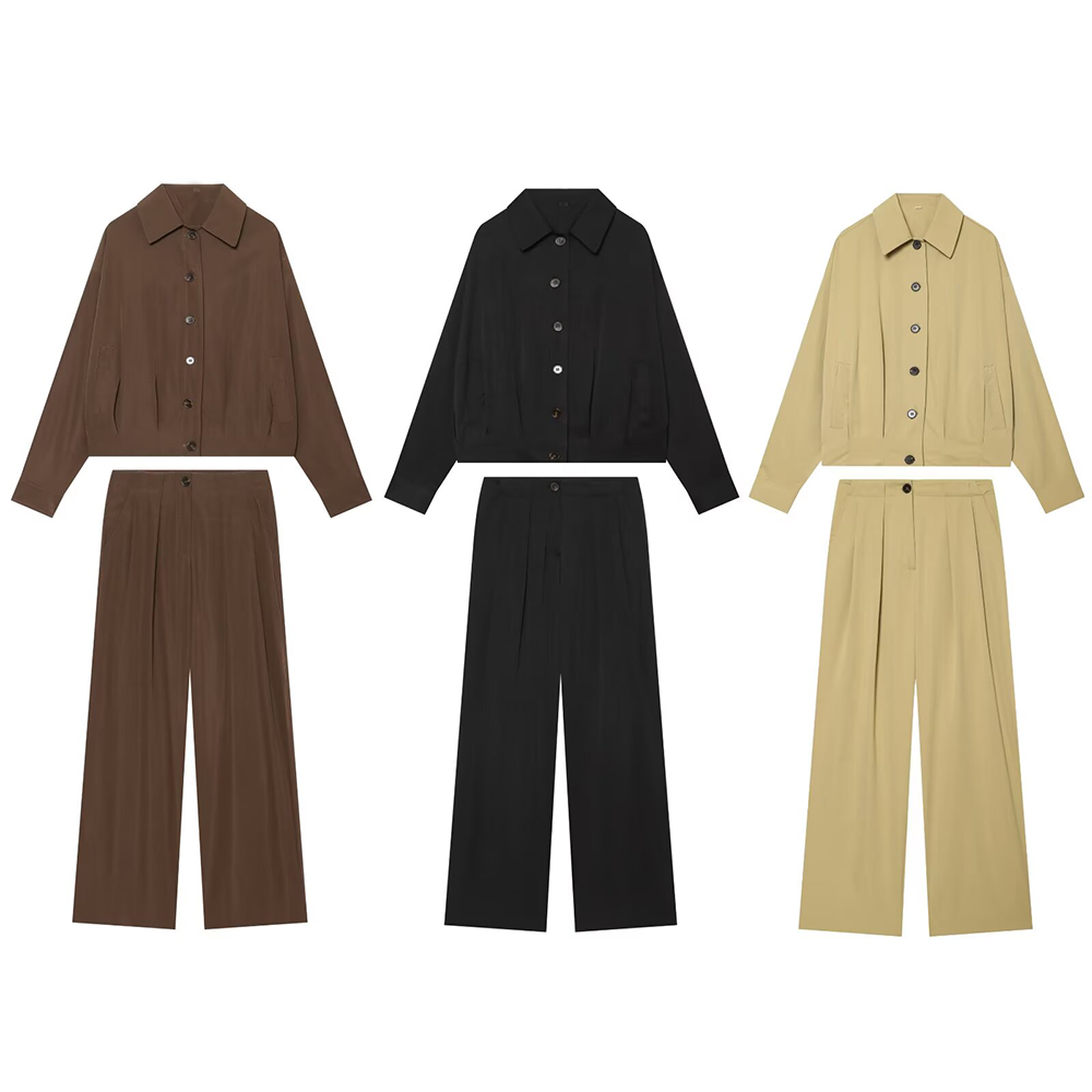 suit Women's 2 pieces balloon style lapel jacket+Pants