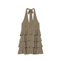 Women's layered decorative hanging neck mini dress