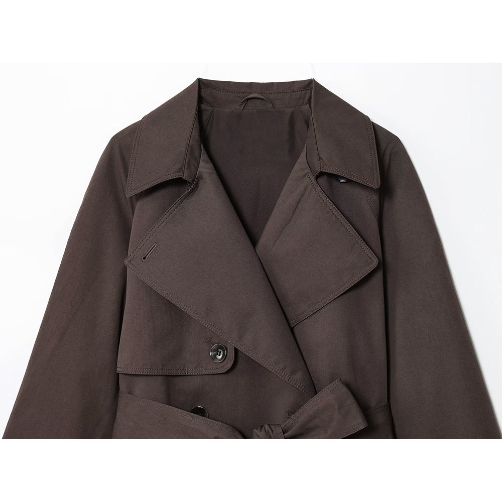 Women's with belt loose short windbreaker Coat