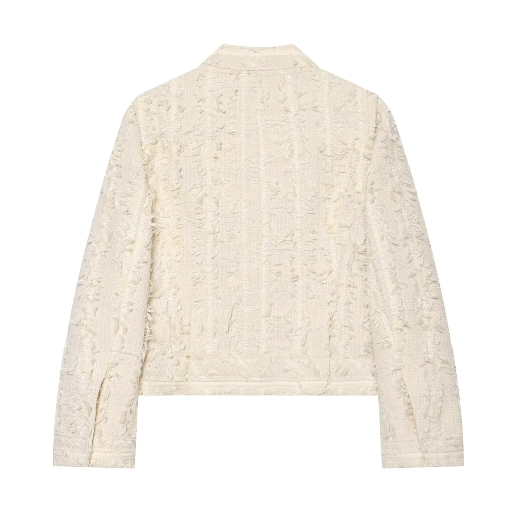 Women's casual high neck jacquard Coat