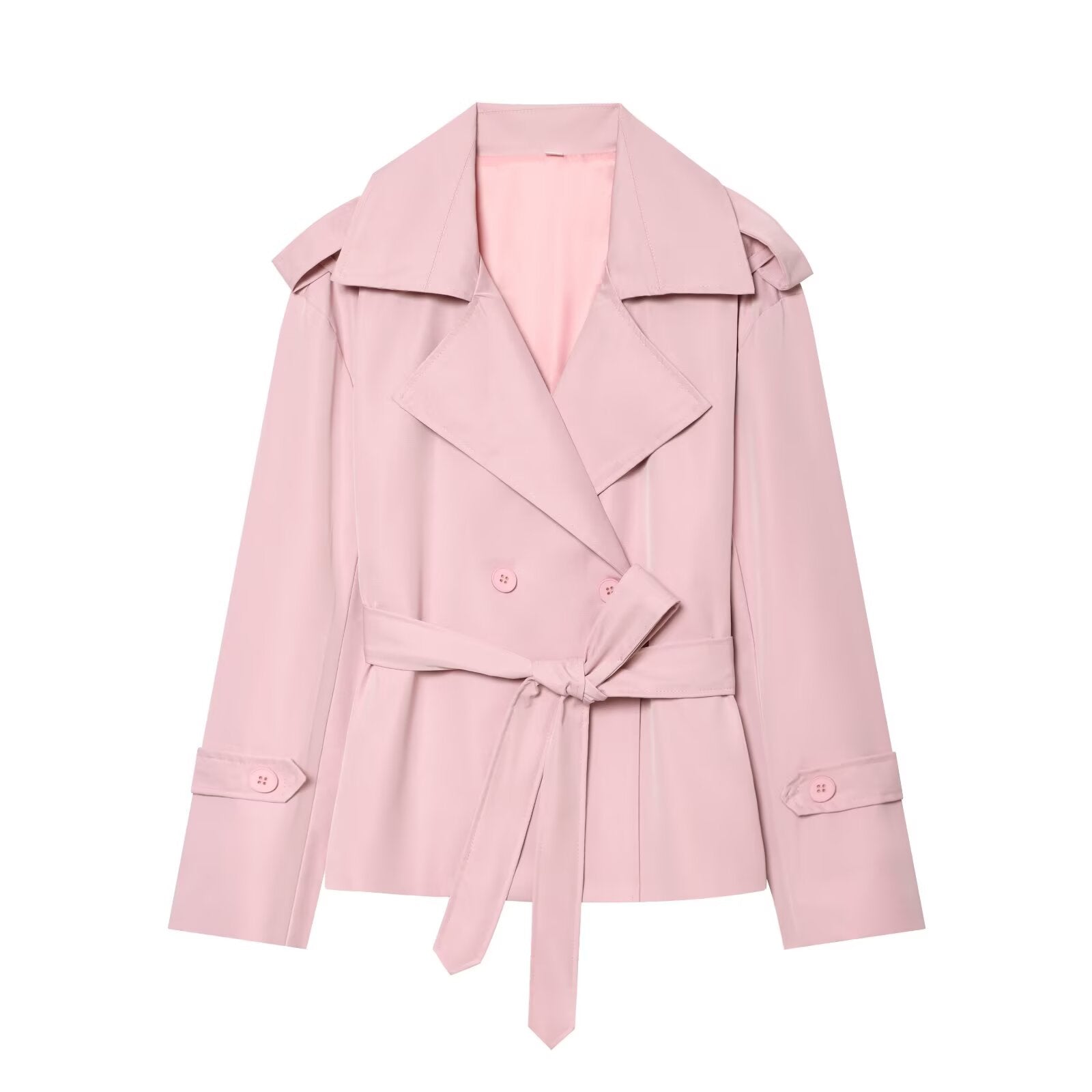 Women's with Belt short double breasted windbreaker Coat