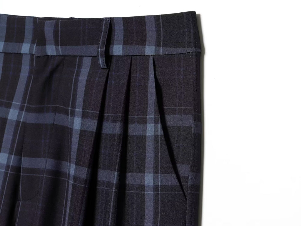 Women's loose checkered casual pants