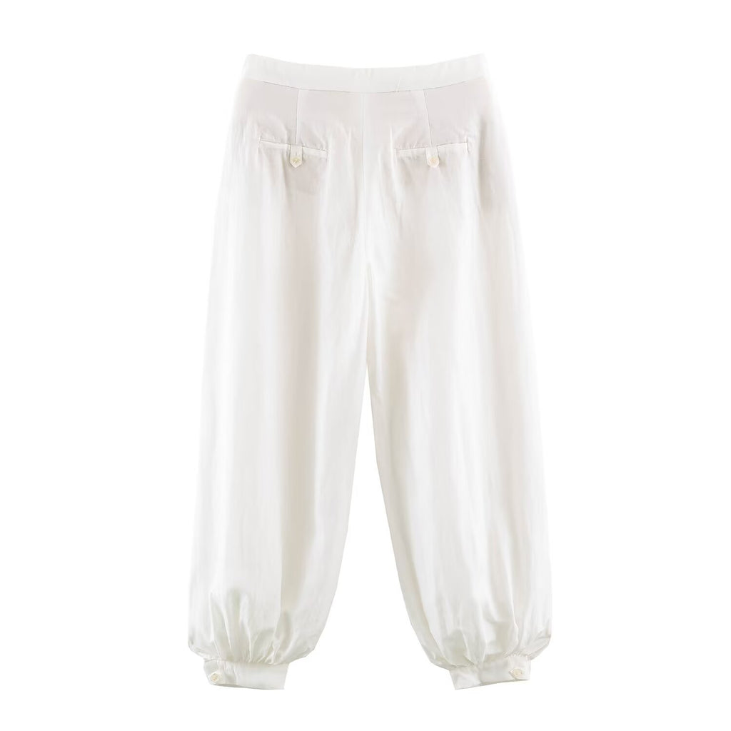 suit Women's 2 pieces button decoration casual shirt+lantern pants