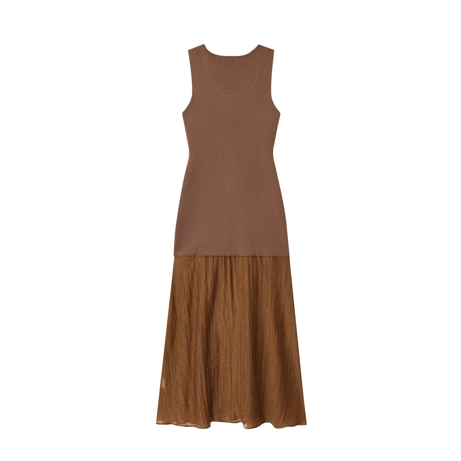 Women's New Fashion Sleeveless Knitted Splicing Midi Dress