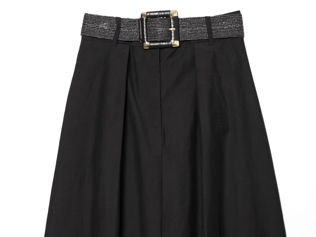 Women's With Belt High Waist Midi Skirt