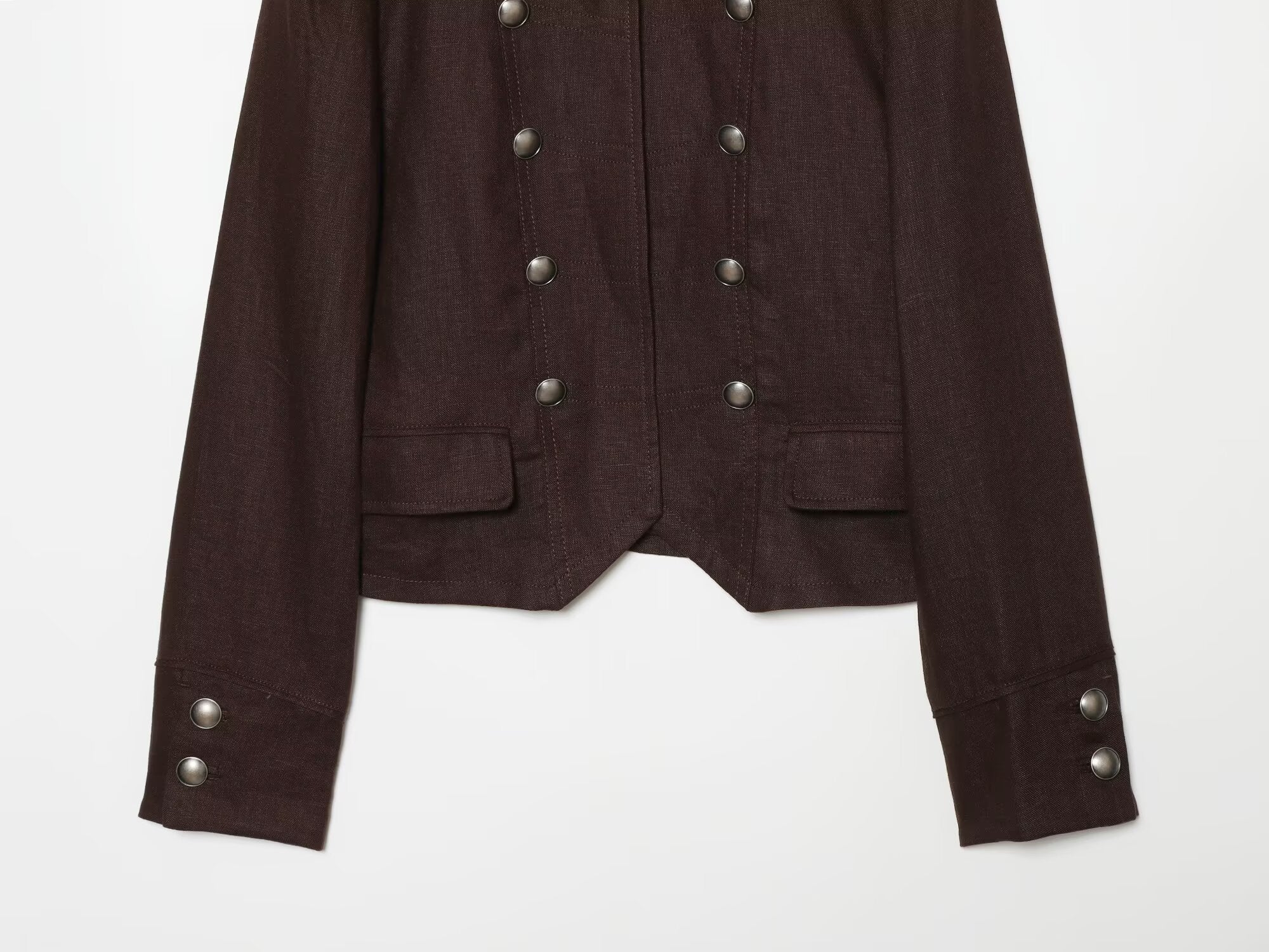 Women's short standing collar double breasted jacket