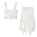 suit Women's 2 pieces embroidered asymmetrical MIDI skirt+top