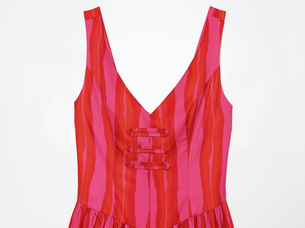 Women's rope knot decorative striped dress