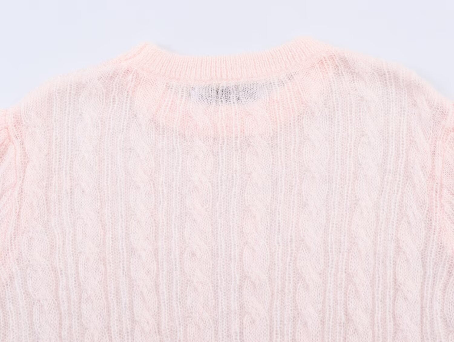 Women's O Neck short sleeved hollow knit sweater