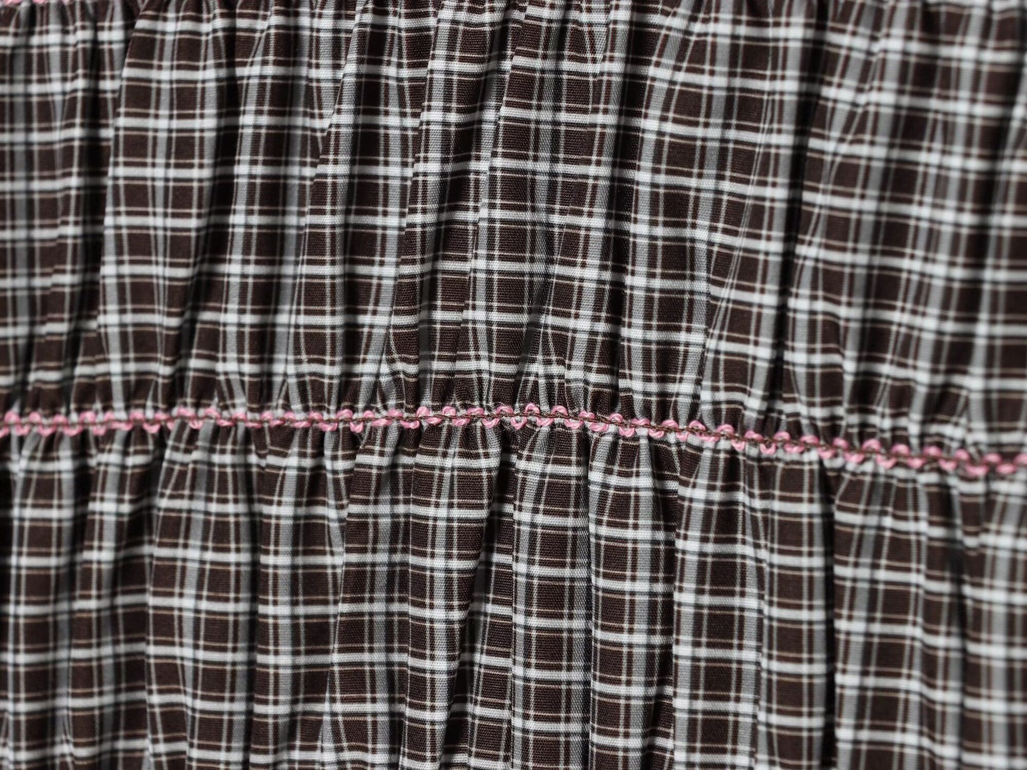 Women's short pleated plaid shirt