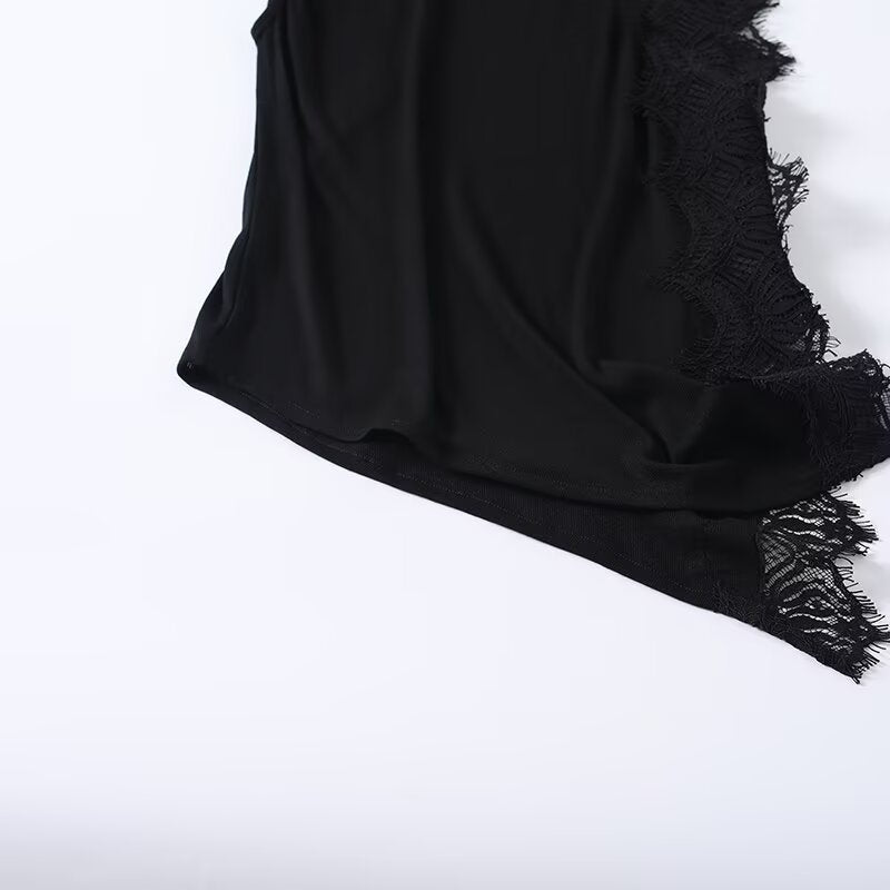 Women's lace detail sleeveless T-shirt top