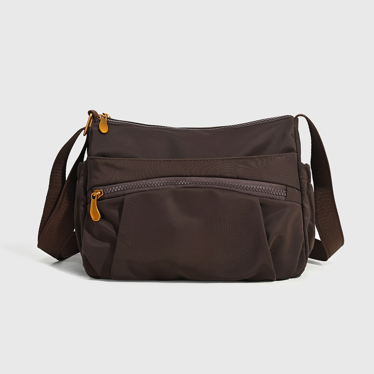 Women's new Joker leisure double zipper design shoulder crossbody bag