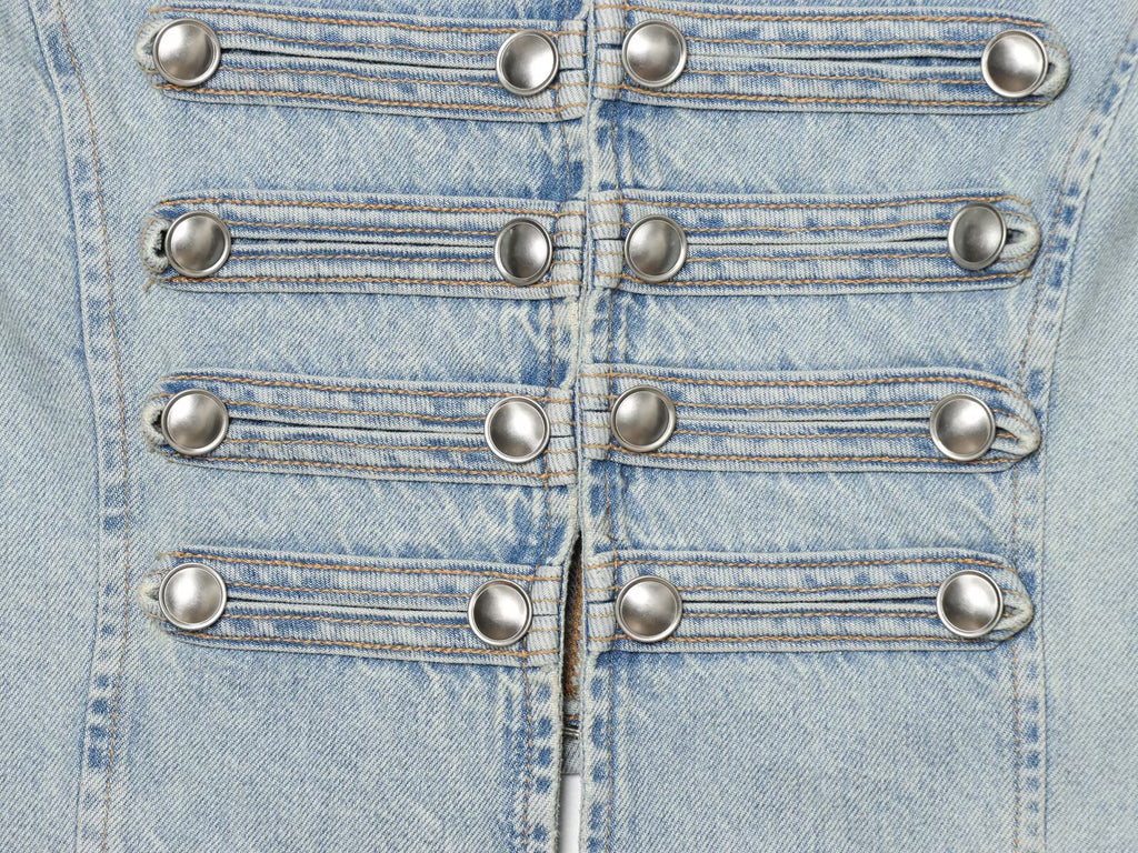 Women's button decoration sleeveless denim vest
