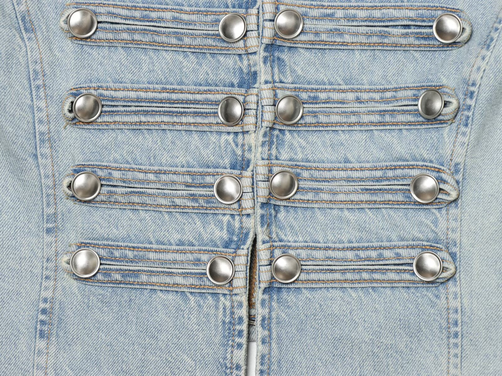 Women's button decoration sleeveless denim vest