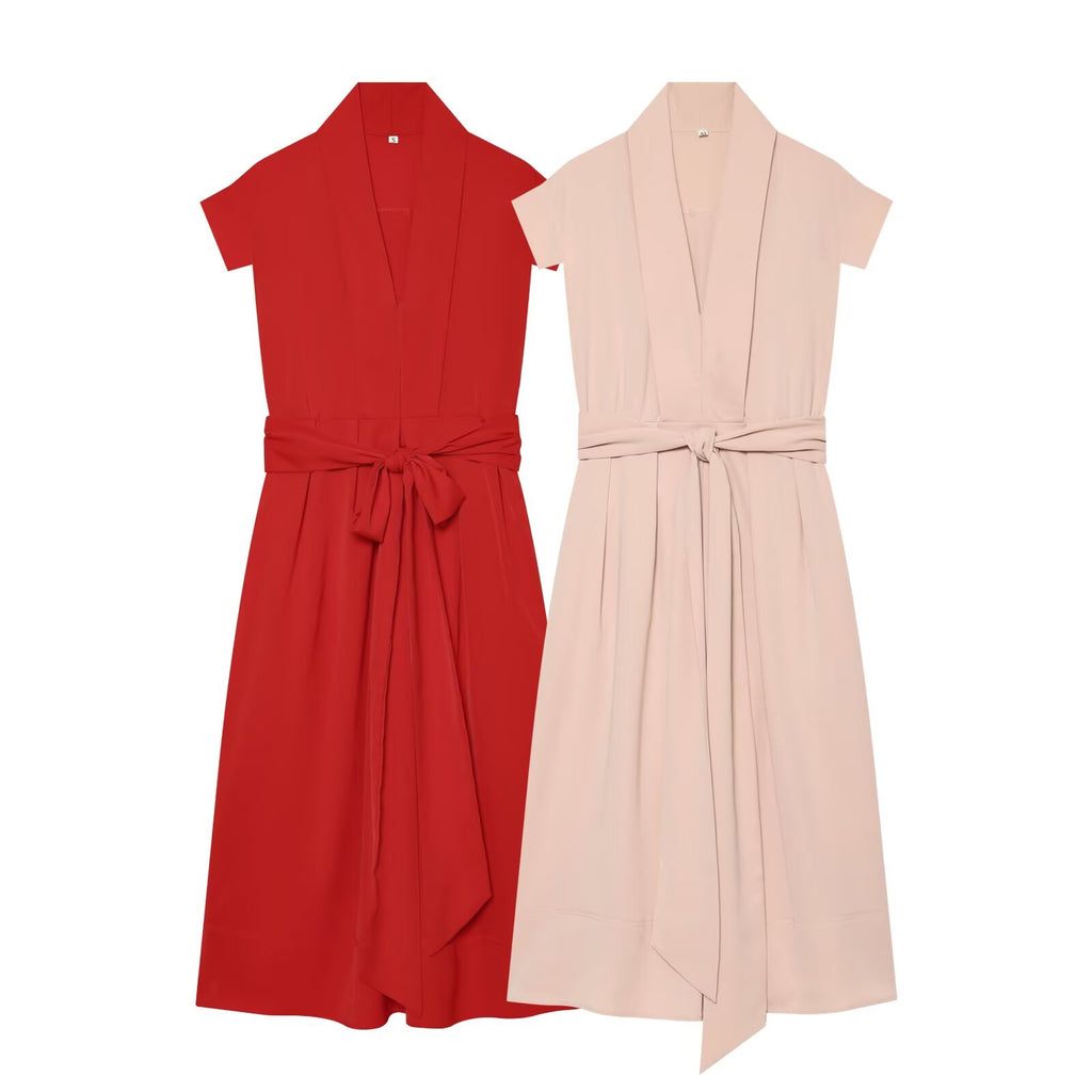 Women's with belt shirt style dress