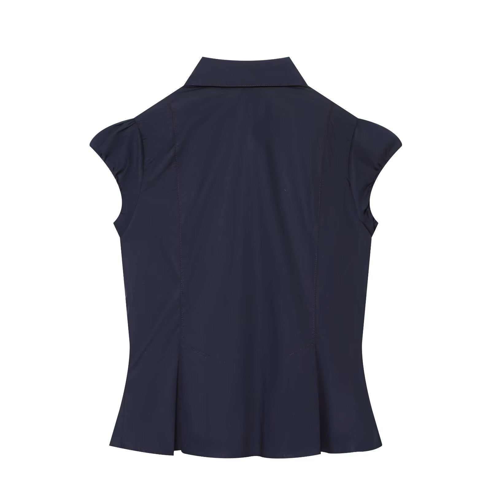 Women's Bubble Sleeve Lapel Lace up Shirt