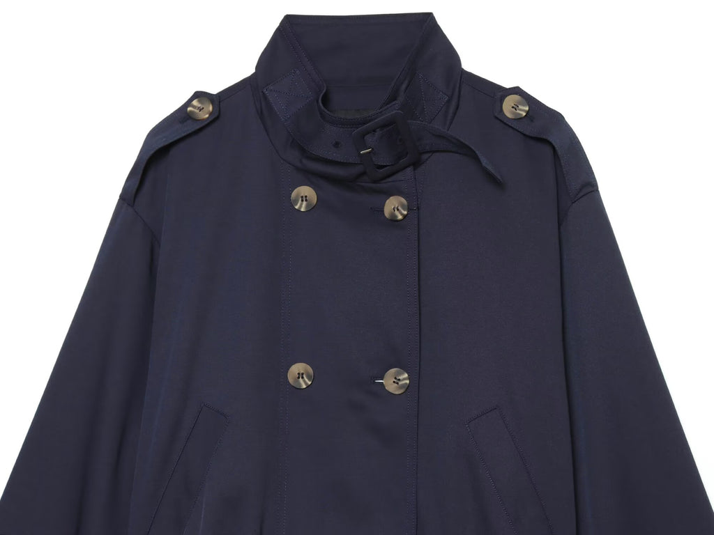 Women's short double breasted windbreaker Coat