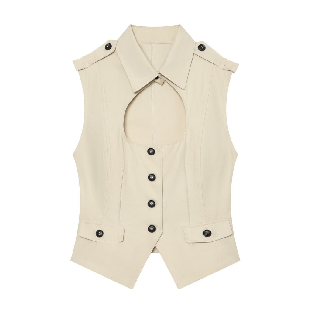 Women's open design windbreaker fabric top