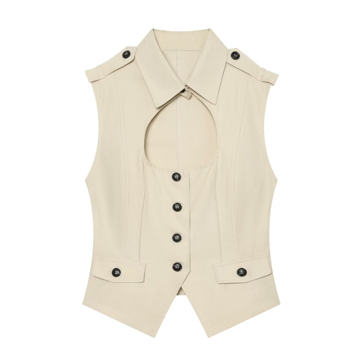 Women's open design windbreaker fabric top