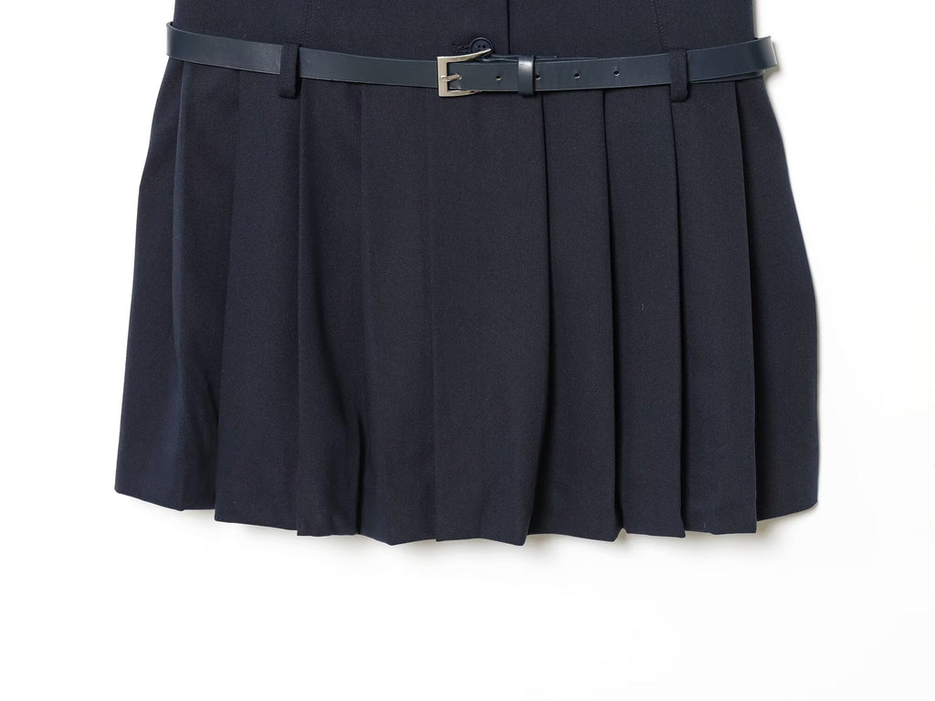 Women's with Belt low waist pleated Blazer dress