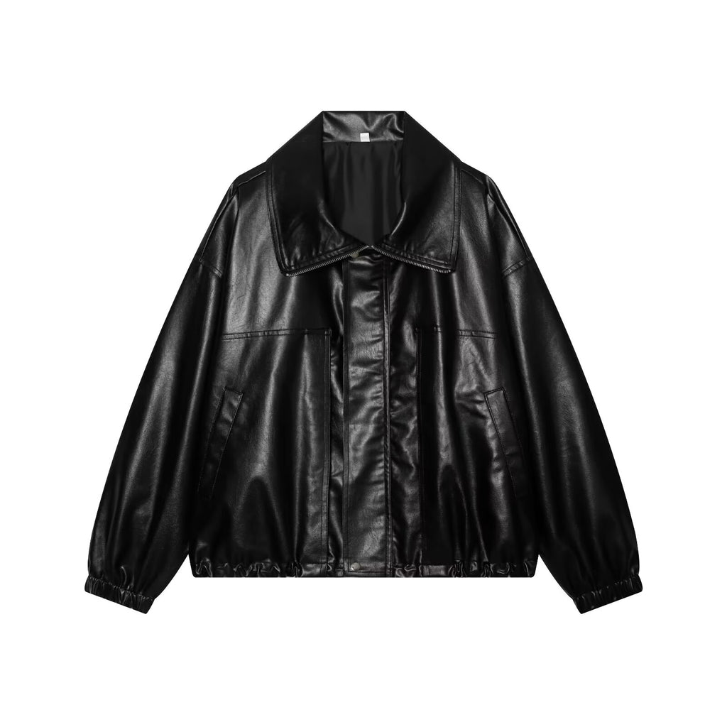 Women's loose faux leather pilot jacket Coat