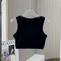 2026 women's new fashion Joker fitness embroidery thread short bust vest