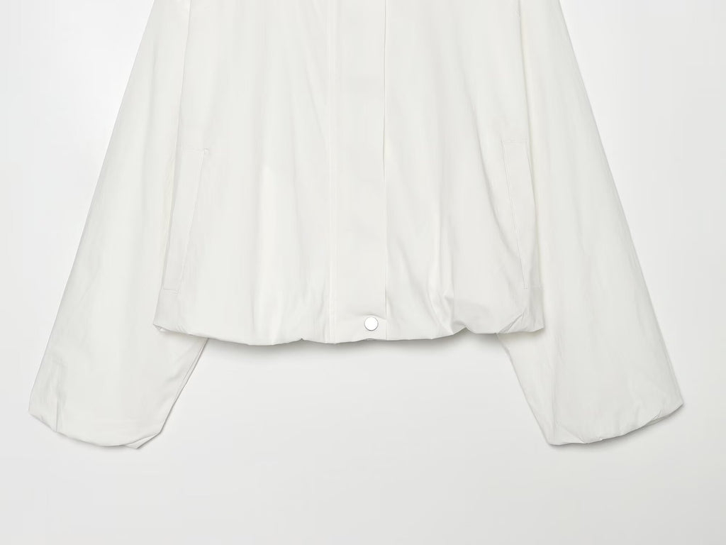 Women's Stand Collar Button Zipper Short Coat