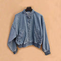 Women's new casual Joker zipper design denim jacket