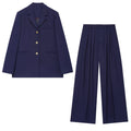 suit Women's 2 pieces casual single breasted Blazer Coat+wide leg pants