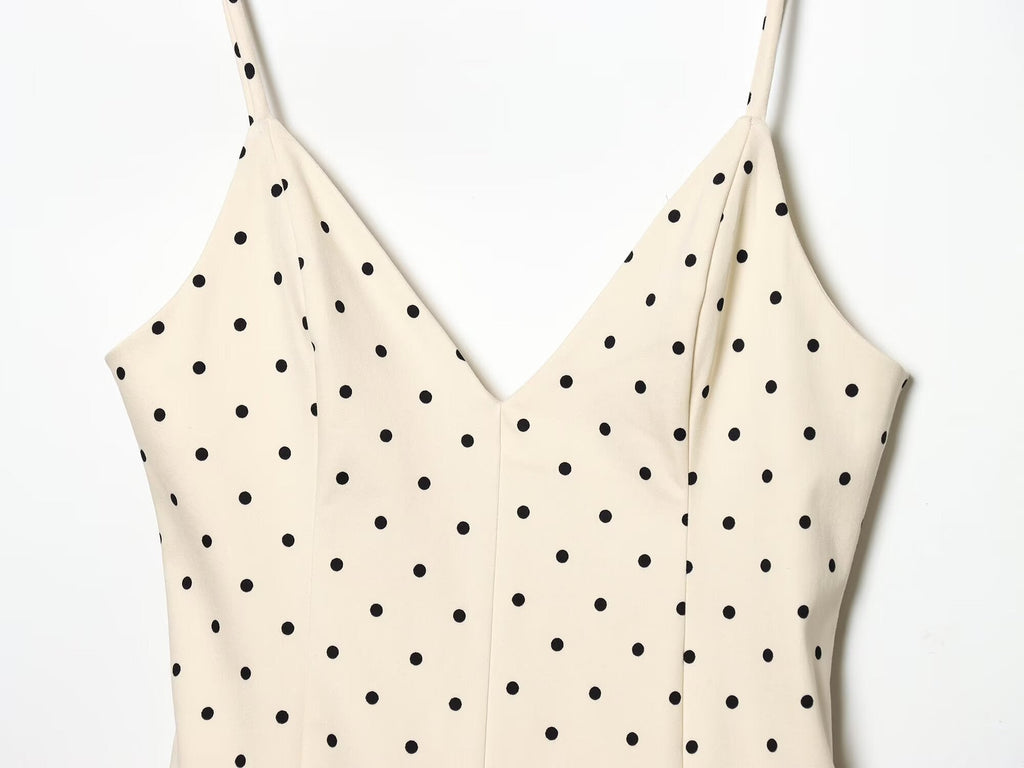 Women's short jumpsuit style polka dot dress