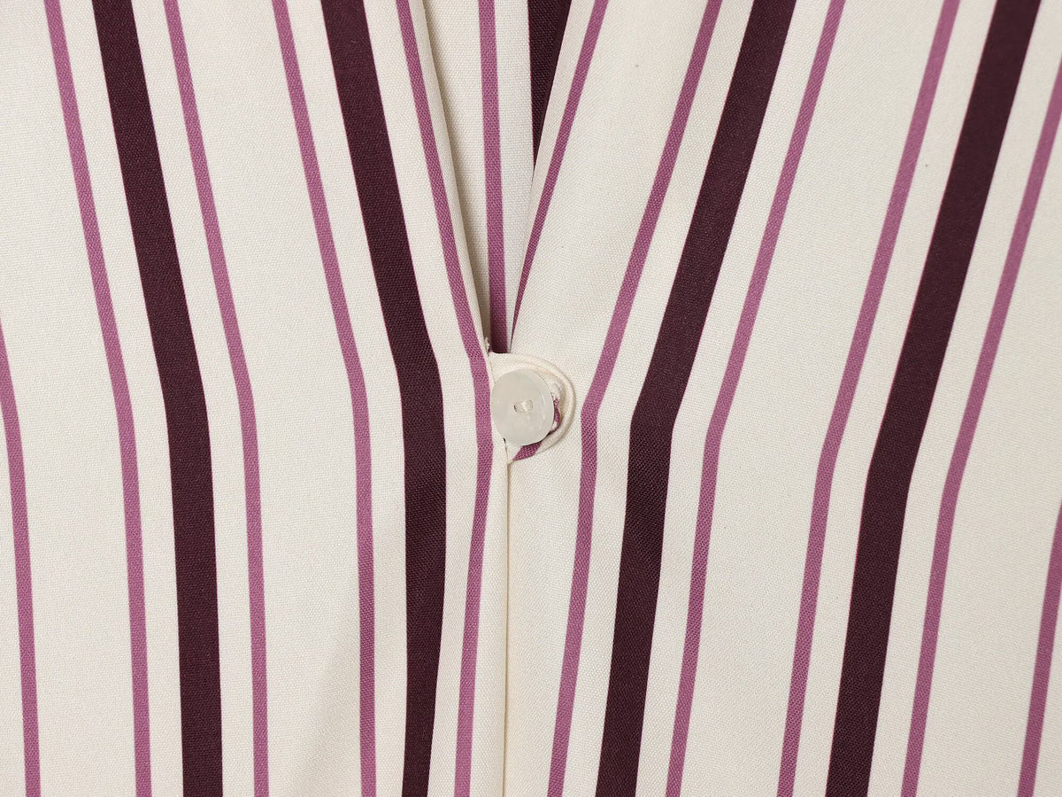 Women's adjustable long short sleeved striped shirt