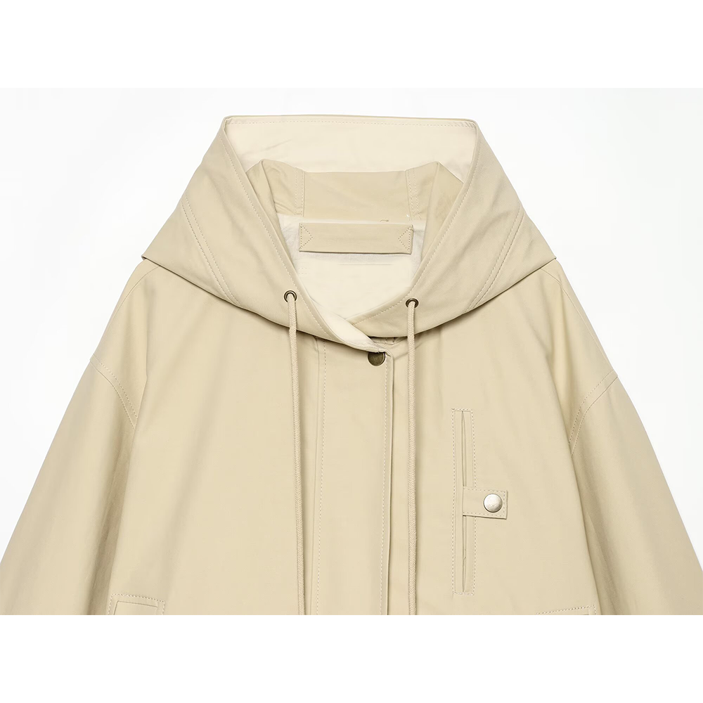 Women's loose hooded casual parka Coat