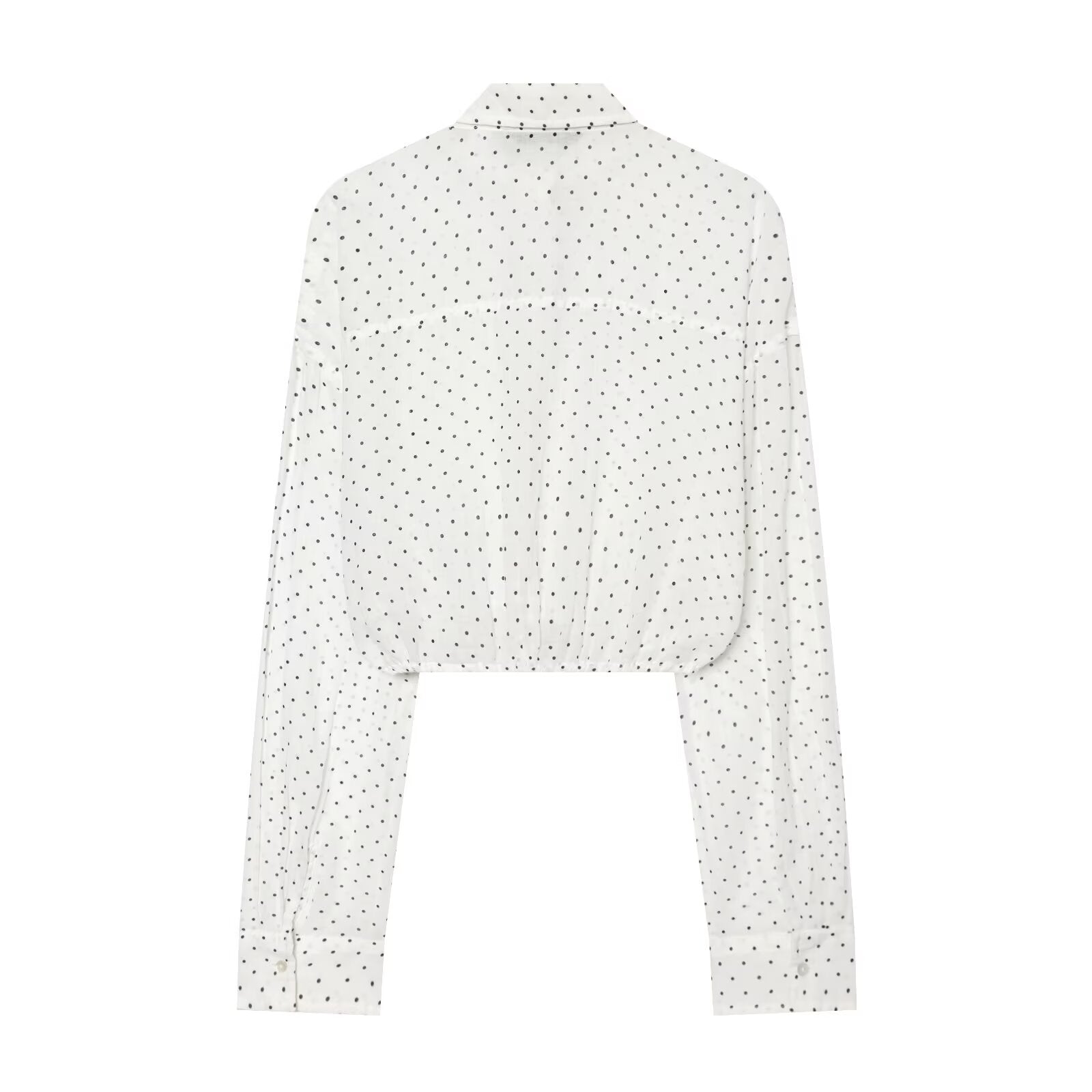 Women's short lapel polka dot shirt