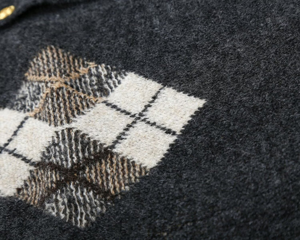 Women's O-Neck diamond patterned knitted Coat