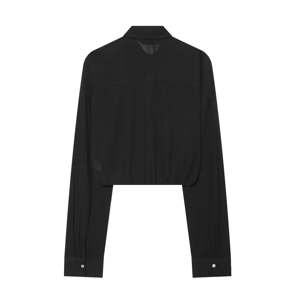 Women's short lapel polka dot shirt