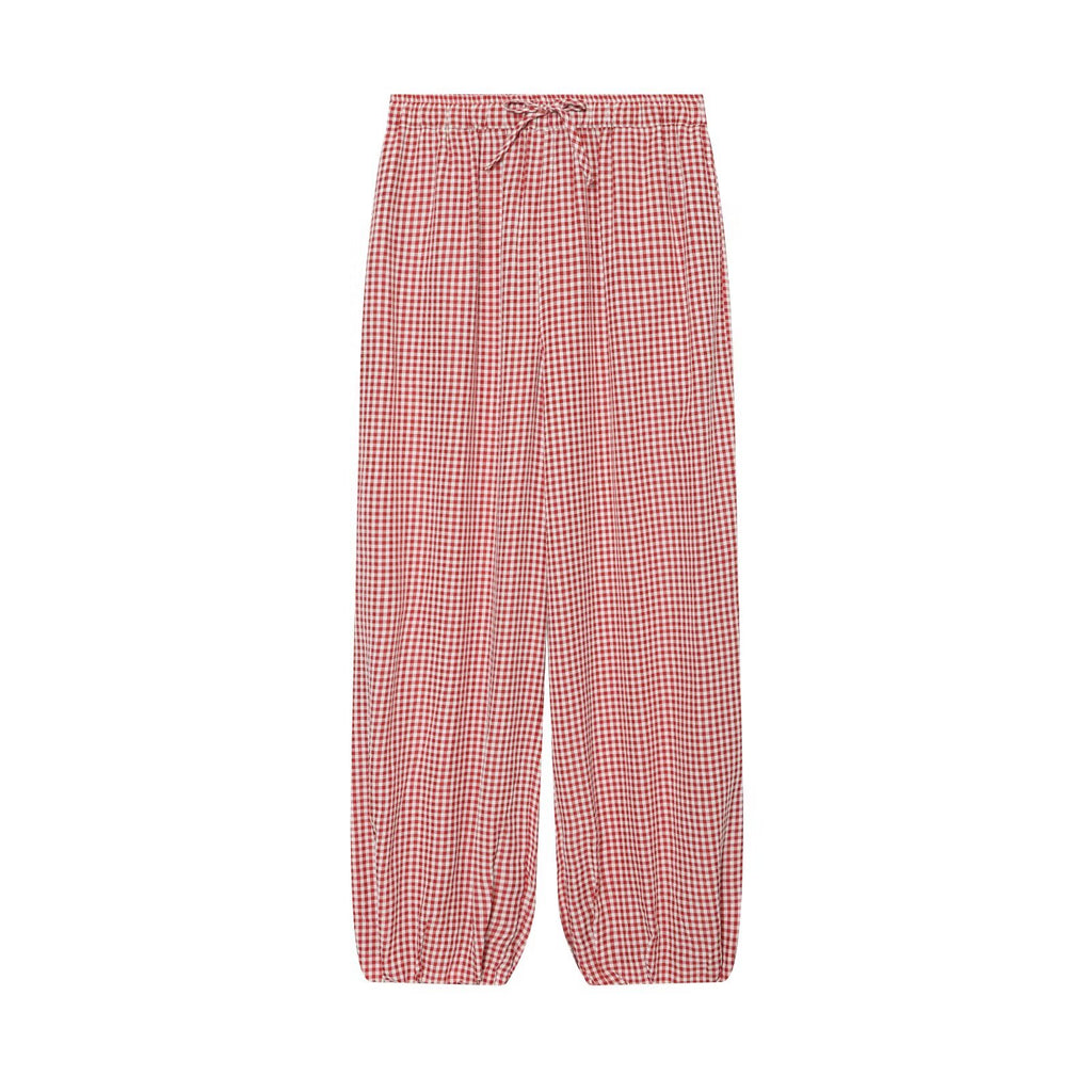 Women's casual plaid lantern pants