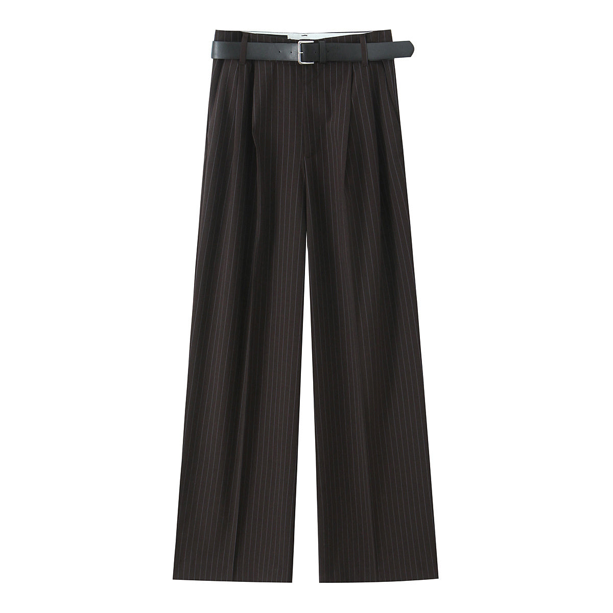 Women's new fashion belt decoration multi-color loose casual double pleated pants retro high waisted side pocket women's pants