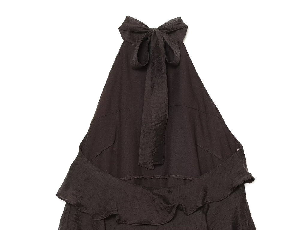 Women's layered decorative halter neck dress