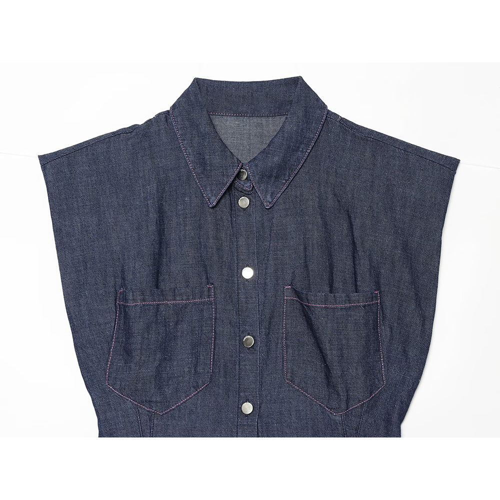 suit Women's 2 pieces casual Lapel denim shirt+denim bucket pants