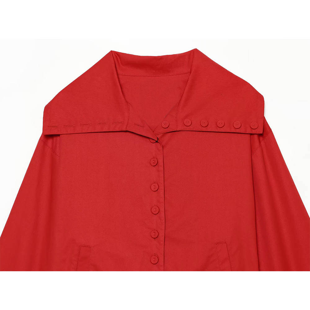 Women's Big Lapel long sleeved buttoned Coat