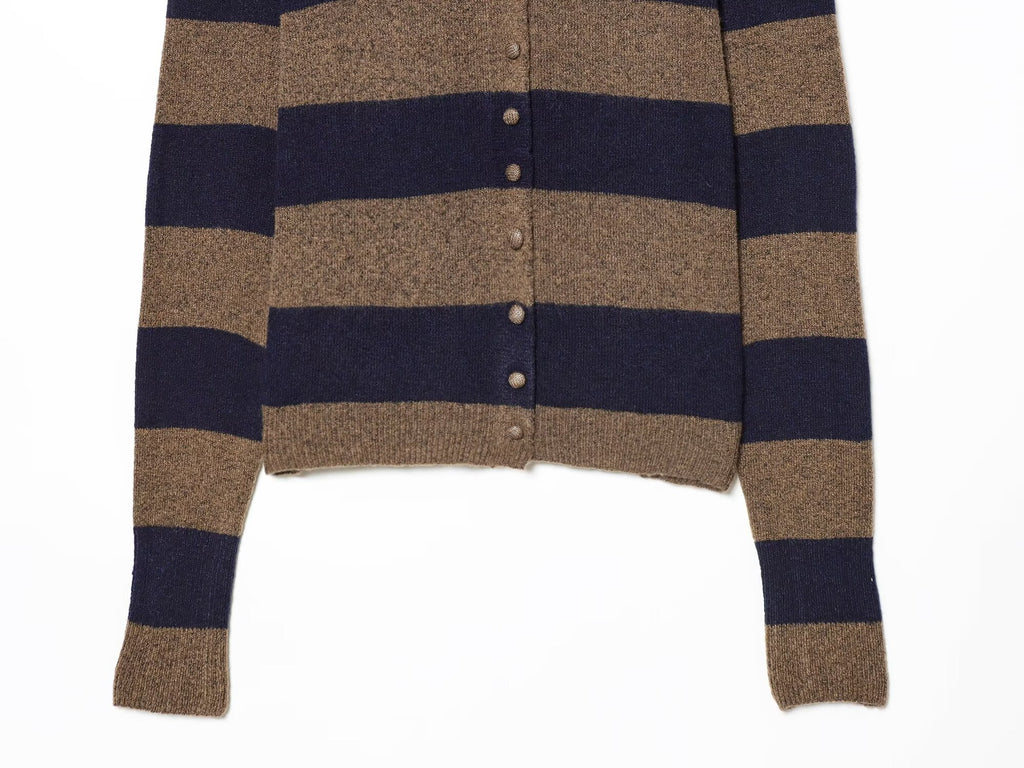 Women's comfortable Lapel striped knitted Coat