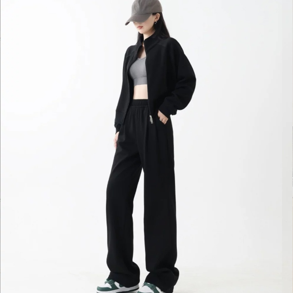 Women's new vertical collar sports zipper cardigan pants suit