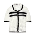 Women's POLO collar hollow knit Coat
