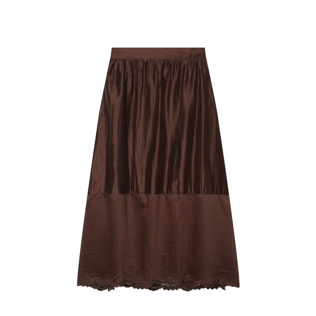 suit Women's 2 pieces casual embroidered fluffy MIDI skirt+ top