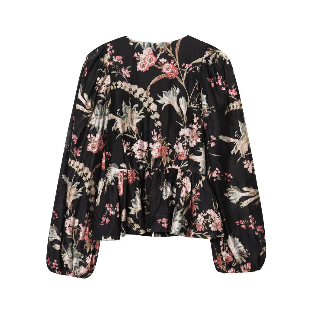 Women's skirt style hem printed top