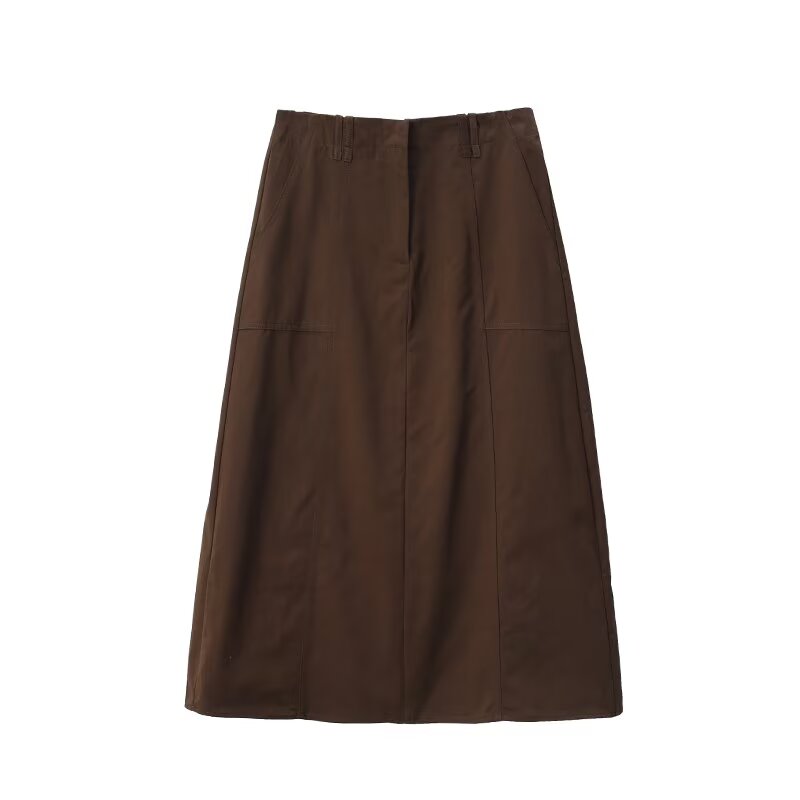 Women's retro casual versatile cotton MIDI skirt