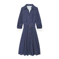 Women's with belt striped shirt style dress
