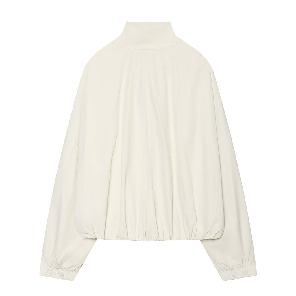 Women's standing collar single breasted nylon Coat