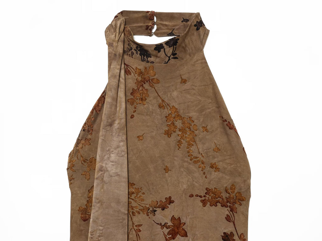Women's scarf decoration flocked hanging neck dress