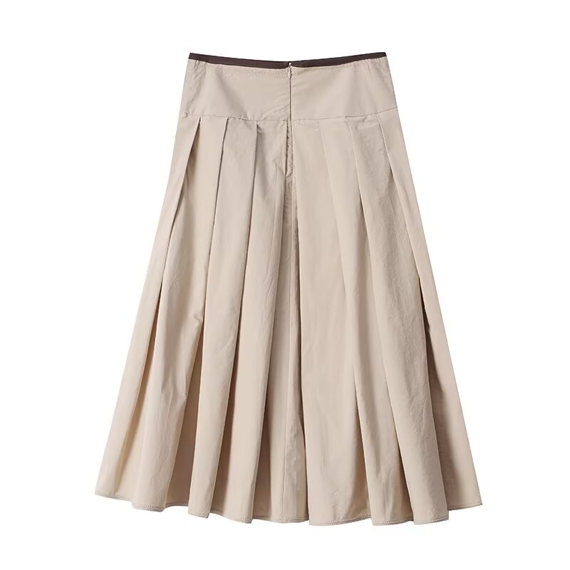Women's Casual Cotton High-Waisted pleated Skirt